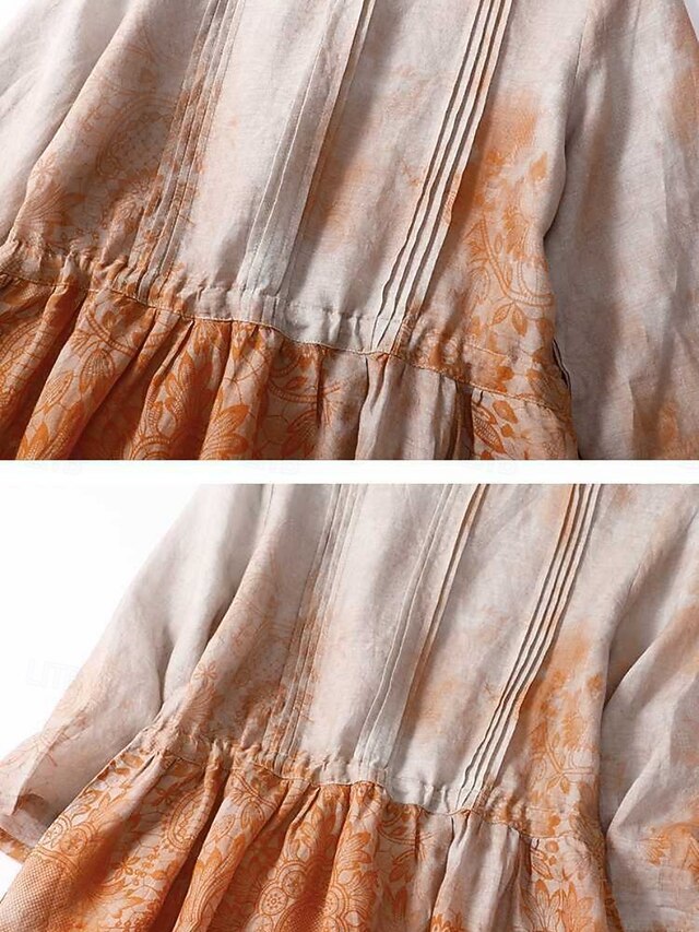 Women's Midi Dress Linen Blend Cotton Linen Dresses Linen