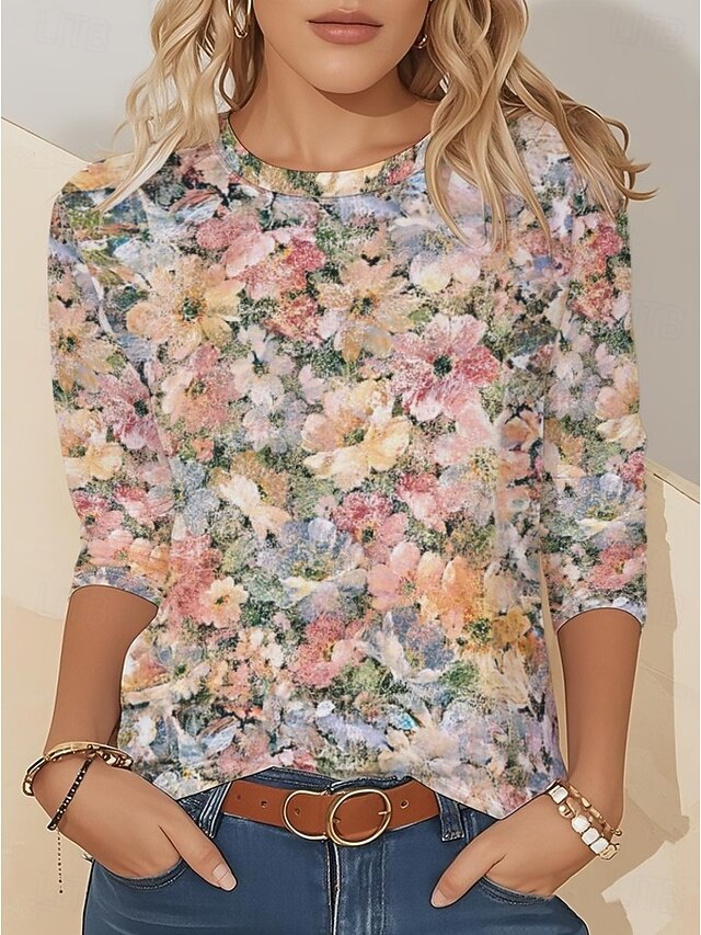 Women's T Shirt Print Floral Graphic Plants Elegant Bohemia