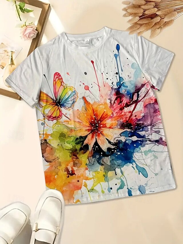 Women's T Shirt Summer Tops Print Graphic Oil painting