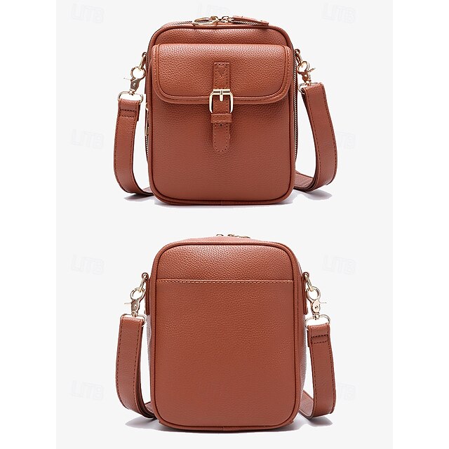 Faux Front Vintage Bag Women's Crossbody with Leather Brown