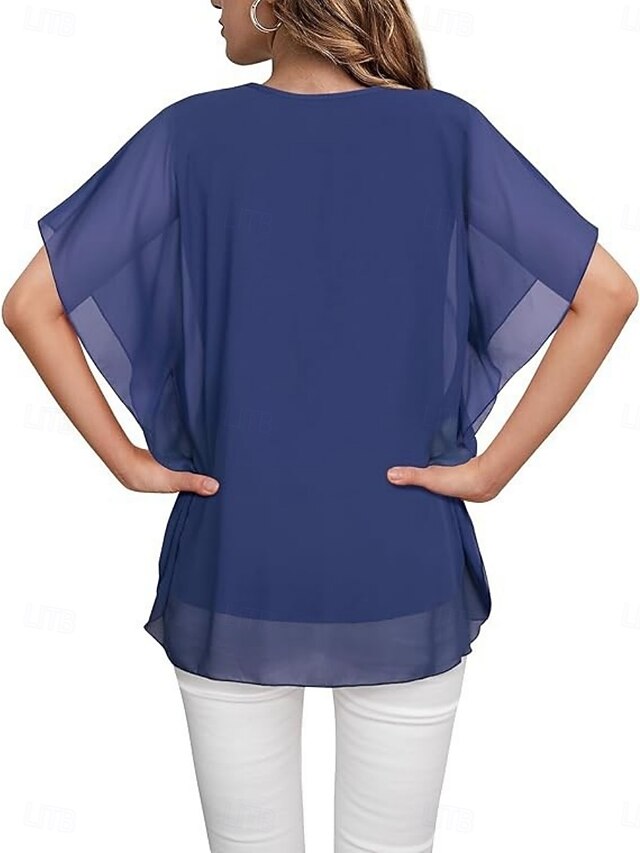 Women's Shirt Blouse Ruffle Blouse Plain Stylish Classic
