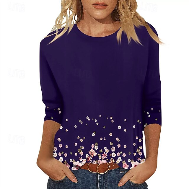 Women's T Shirt Print Floral Graphic Casual Short Sleeve