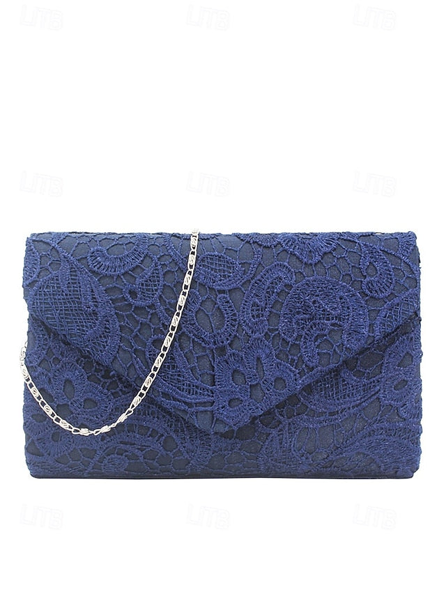 Clutch with Lace Women's Bag Evening Strap Chain