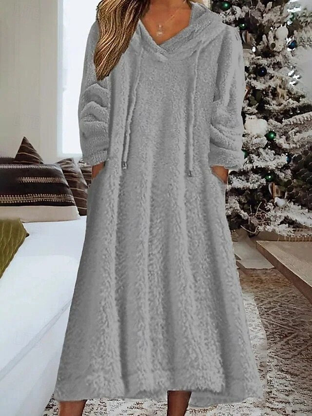 Women's Midi Dress Sweater Dress Hoodie Dress Fashion