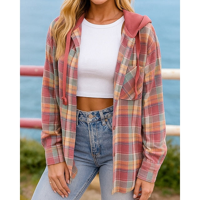 Women's Fall Outfits Shirts Jacket Coats Hooded Long Sleeve