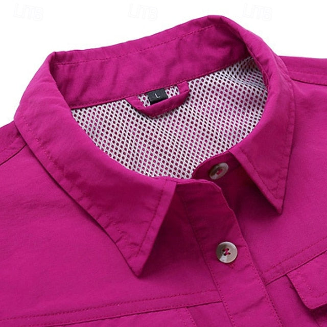 Women's Hiking Shirt Long Sleeve Turndown Top Outdoor