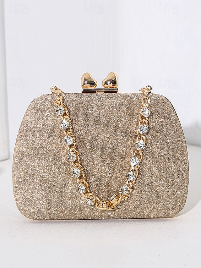 Evening Sage Green Clutch Women's with Glitter Rhinestone