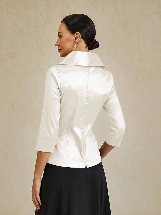 Women's Blouse Evening Tops Tie Front Elegant Metallic