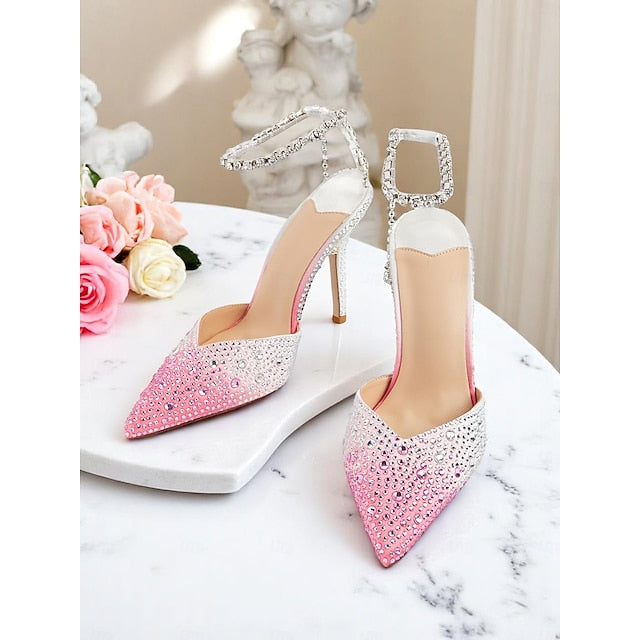 Gradient Women's Heels Slingback Stiletto Crystal with -