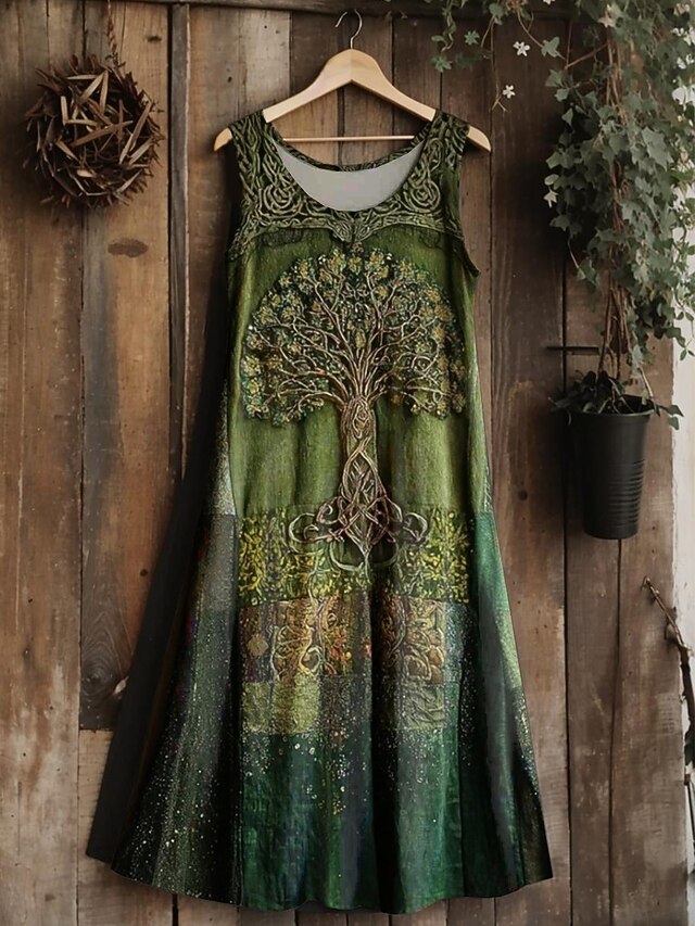 Women's Vintage Viking Celtic Knot  Gradient Art Midi Dress