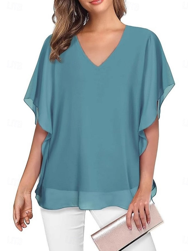 Women's Shirt Blouse Ruffle Blouse Plain Stylish Classic
