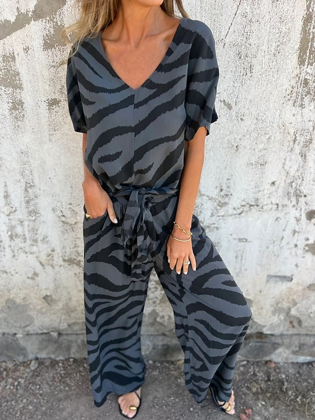 Women's Pants Sets Bolero Top Short Sleeve V Neck Graphic