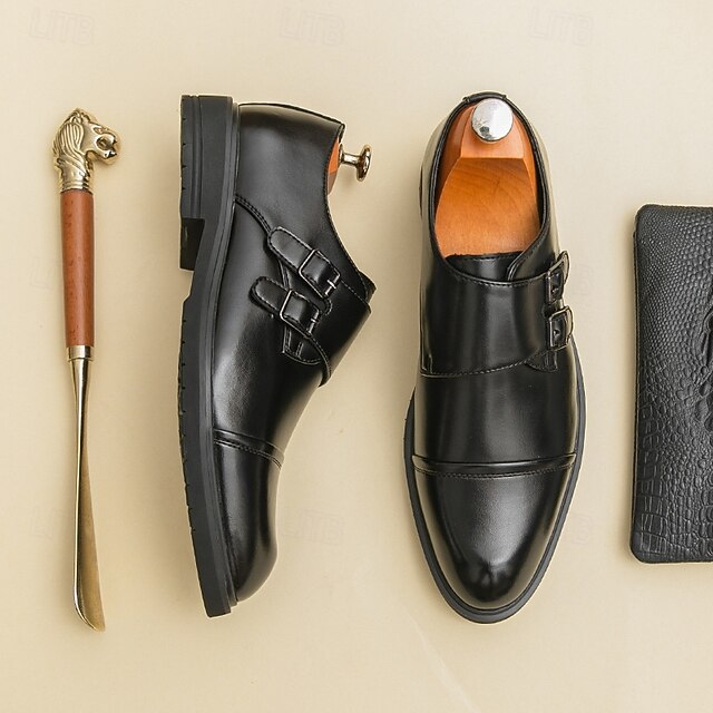 Brown Monk Double Leather – Strap Men's Shoes Faux