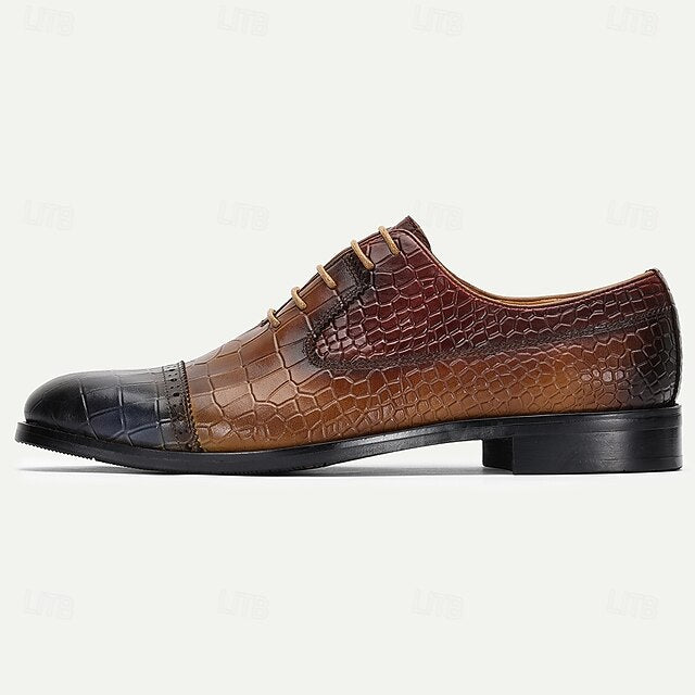 Shoes Oxford Leather Crocodile – Genuine Elegant Print Men’s