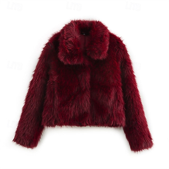 Coat Furs  Faux Buttons Warm Women's Fur Comfortable