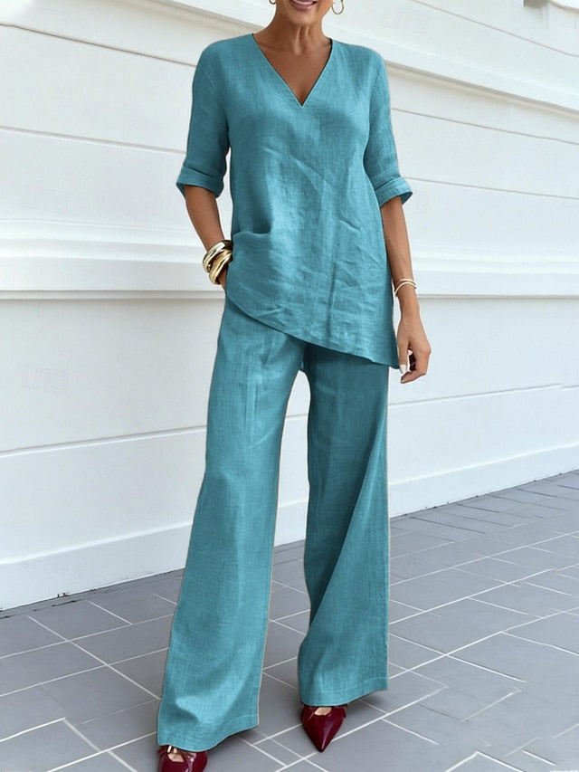 Women's Two Piece Sets Pants Sets Bolero Top Half Sleeve V
