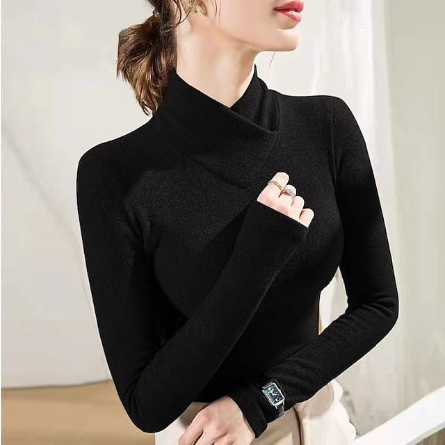 Women's Tight Tops Solid Color Plain Elegant Stylish