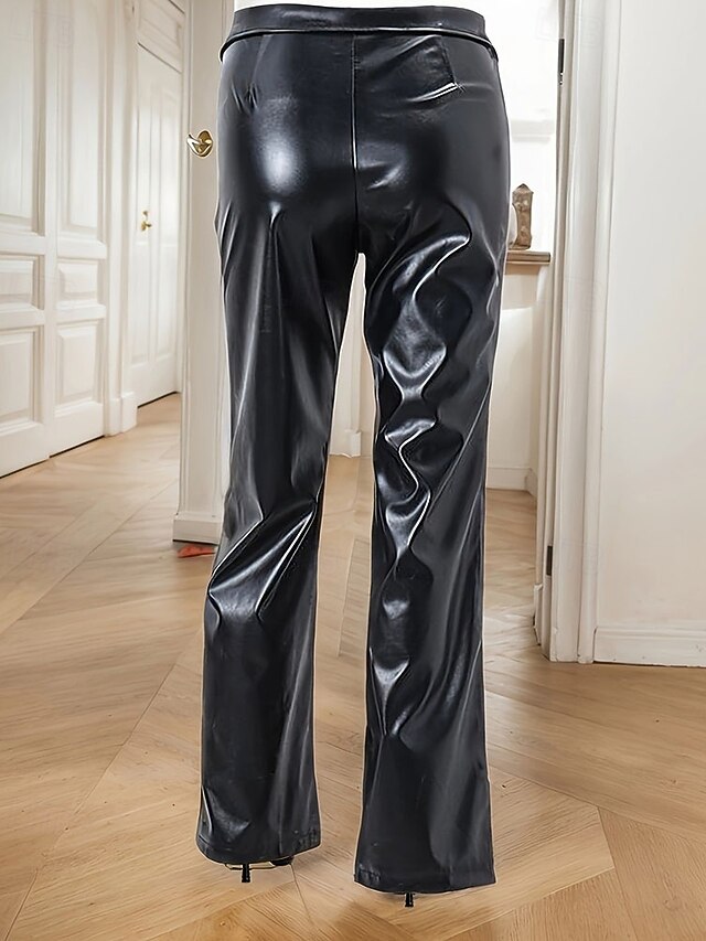 Women's Chinos Leather Pants Straight Vacation Vintage
