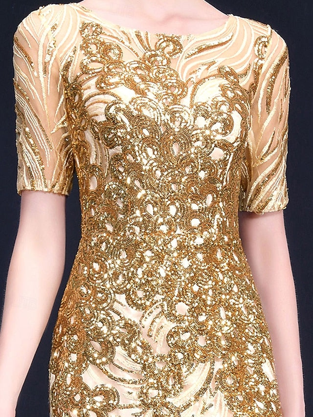 Dress Crew Bride Elegant Mother of Neck Party the Floor