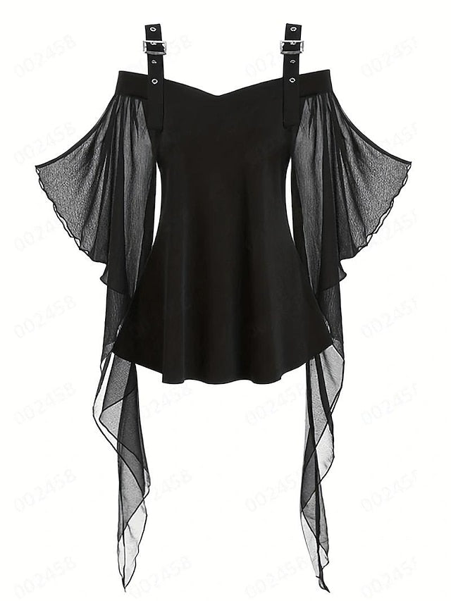 Ruffle Trim Cosplay Blouse Medieval Gothic Vintage Slim Contrast