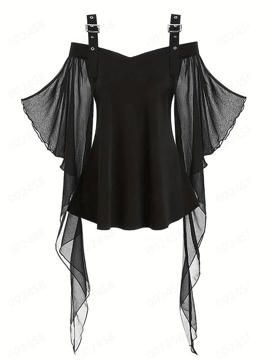 Ruffle Trim Cosplay Blouse Medieval Gothic Vintage Slim Contrast