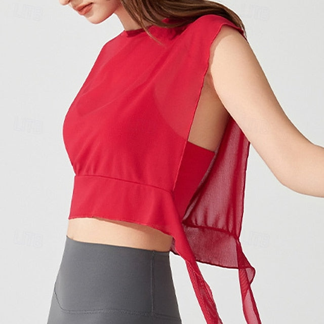 Women's Workout Crop Shirt Yoga Top Quick Dry Breathable