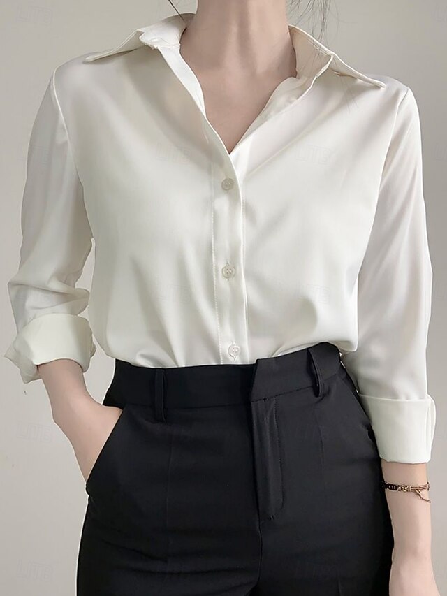 Women's Blouse Buttons Solid Color Elegant Daily Stylish