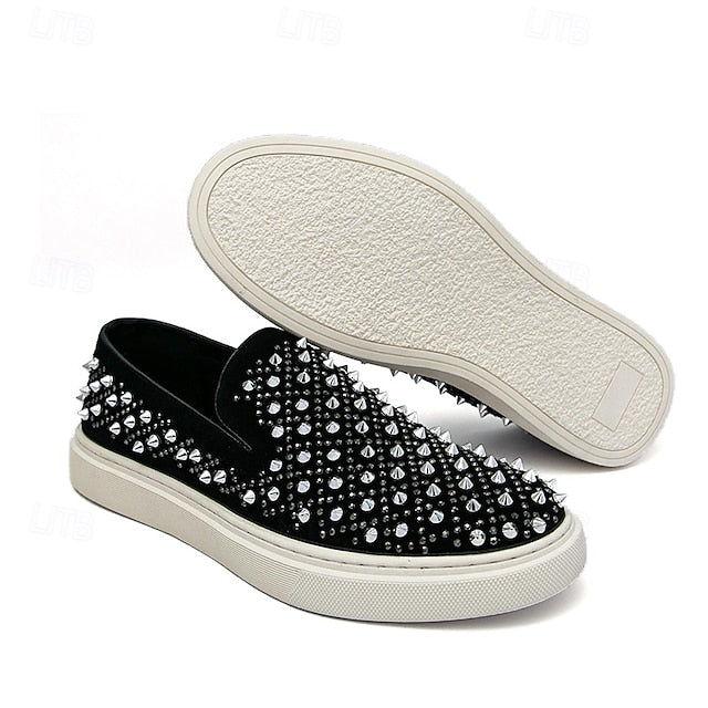 with Men's Elegant Black Pearl - Detailing Shoes Slip-On