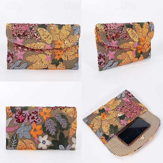 Clutch Women's Embroidered Handheld Floral - Bag Evening