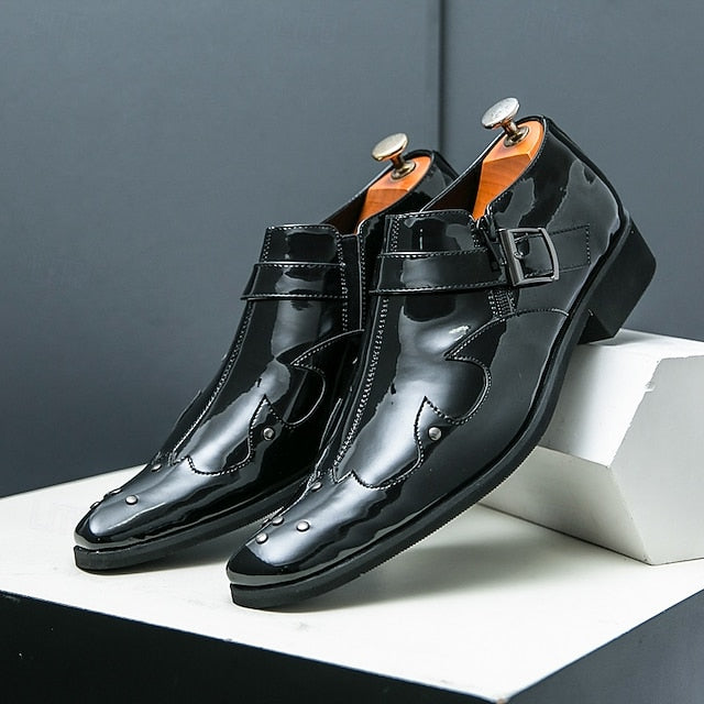 Strap Shoes Leather Men's – Formal Monk Black