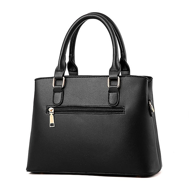 White Faux Handbag Leather Elegant Women's with Gold