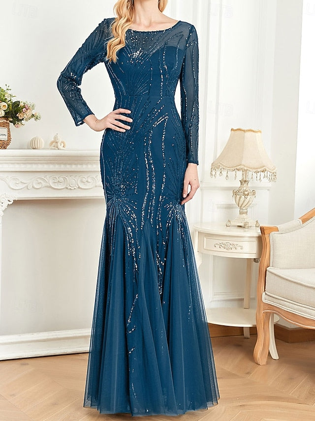 Mother Bride Neck Elegant the Crew of Party Floor Dress