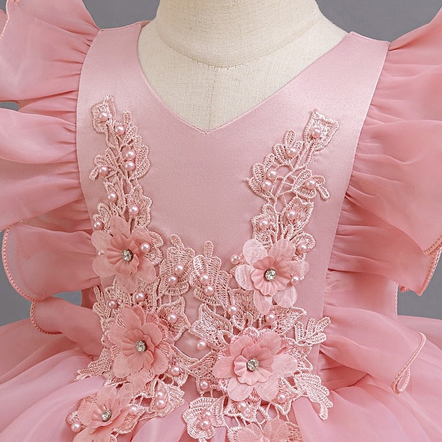 Dress Floral Girls' Asymmetrical Party Kids