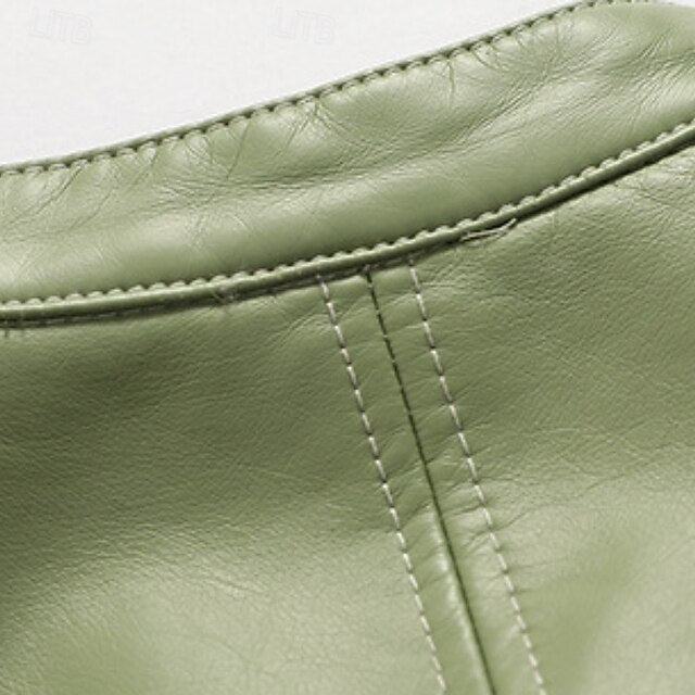 Leather Jacket Pocket Faux Women's Comfortable Zipper