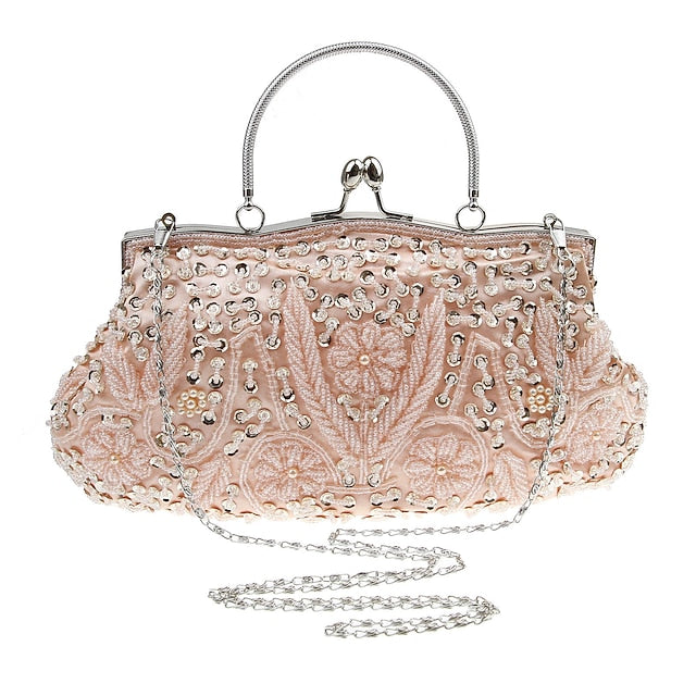 Women's Purse Beaded Vintage Clutch – Evening White