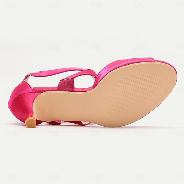 Bowknot Kitten Bridal Women's Wedding Shoes Open Heel