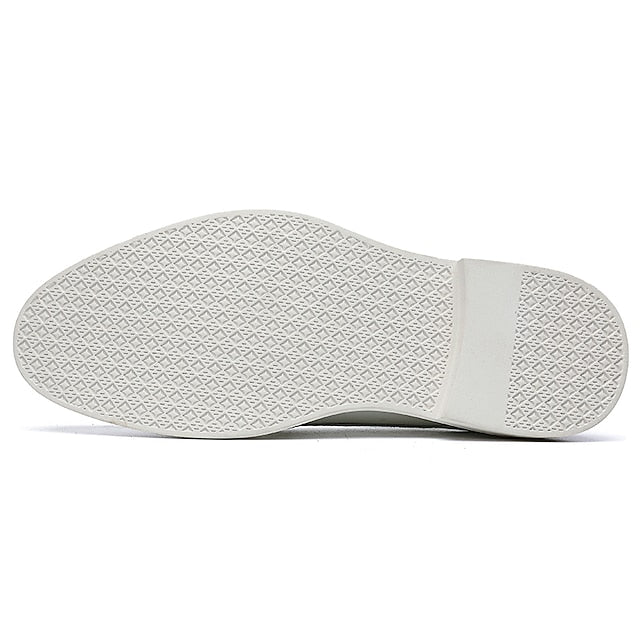 White with Perforated Men's Shoes Faux Leather Oxford