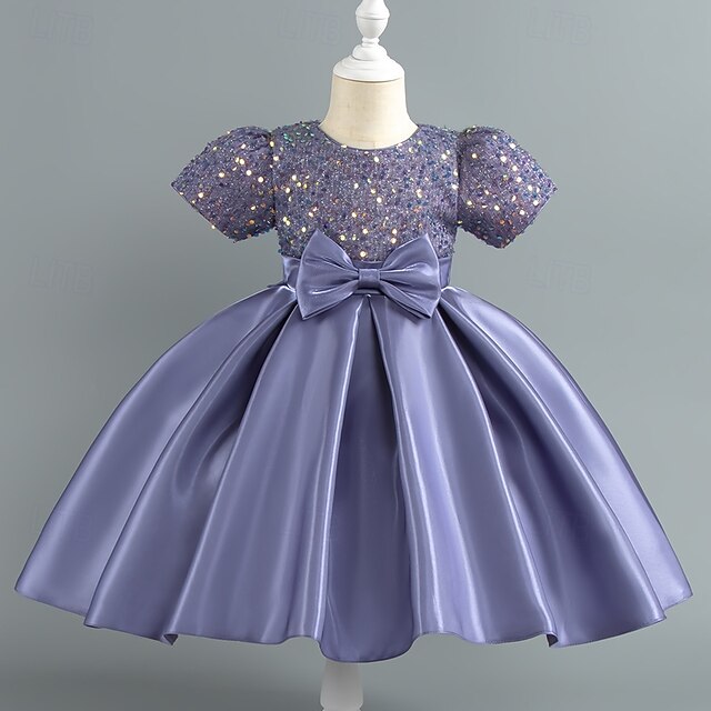 Dress Sequin Short Party Wedding Girls' Sleeve Toddler