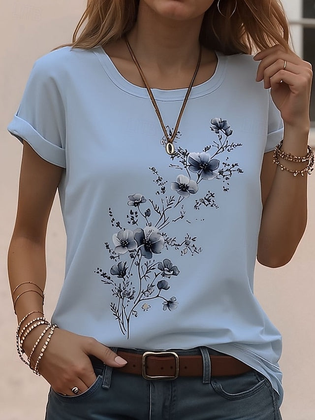 Women's T Shirt Print Graphic Animal Plants Vintage Stylish