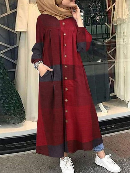 Women's Red Navy Blue Brown Summer Spring Fall Maxi long