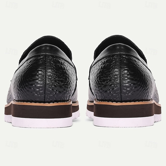 Slip-On Leather Loafers Black Genuine Men’s Cowhide