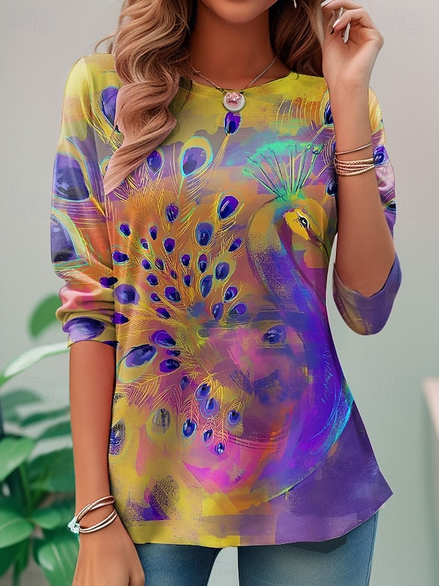 Women's T shirt Long Sleeve Crew Neck Long Sleeve Tunic