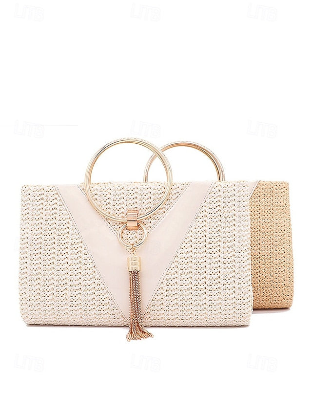 Straw Woven Clutch – with Handbag Purse Elegant Women's