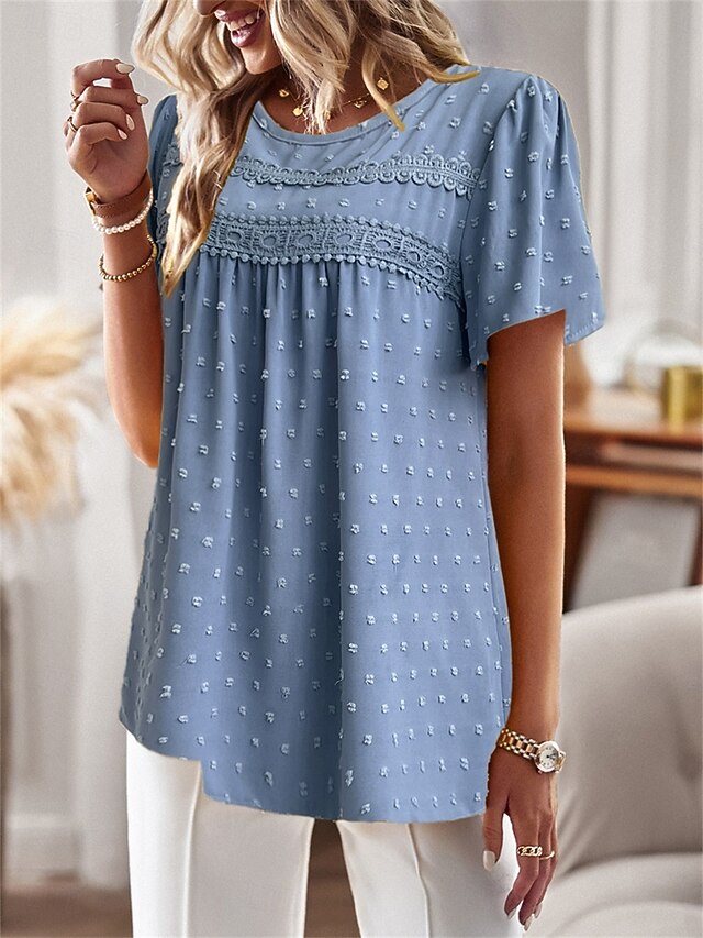 Women's Shirt Blouse Solid Color Stylish Casual Short