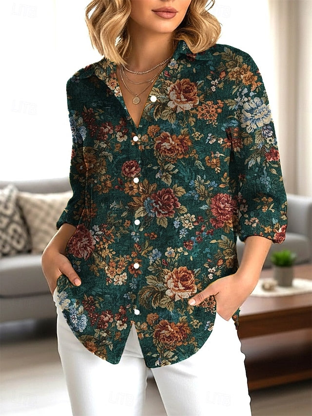 Women's Shirt Buttons Print Floral Elegant Daily Stylish