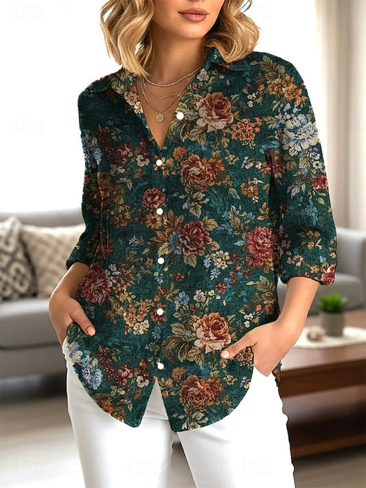 Women's Shirt Buttons Print Floral Elegant Daily Stylish
