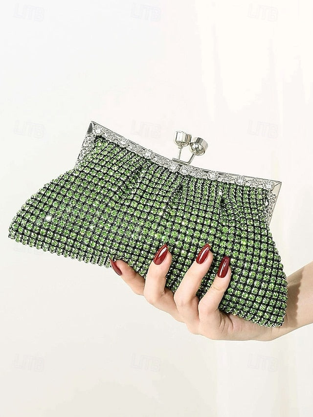 Vintage Sage Rhinestone Green Women's Clutch Purse –