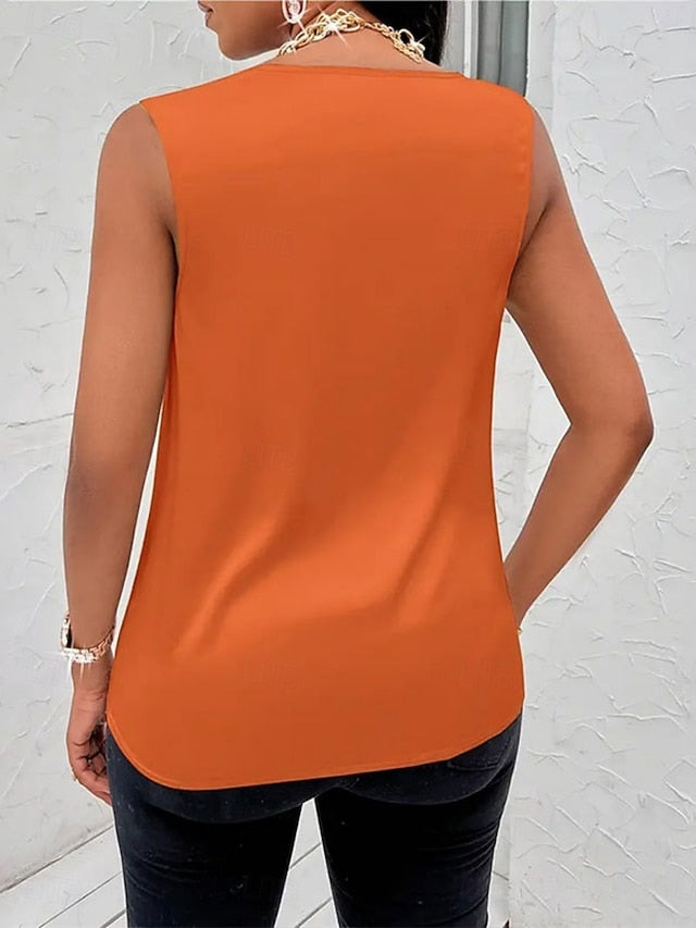 Women's Tank Top Plain Stylish Modern Sleeveless Cowl Neck