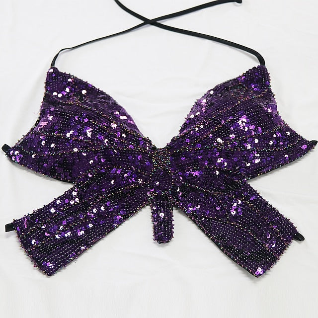 Belly Dance Top Cinch Cord Solid Paillette Women's Training