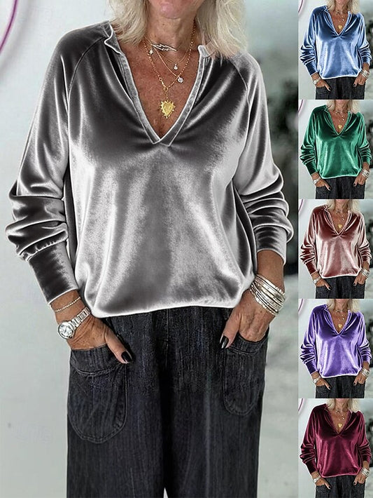 Women's Blouse Solid Color Elegant Vacation Stylish Long